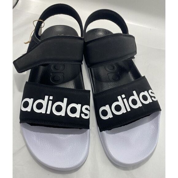 adidas F35416 Unisex Men's Sz 12 Women's Sz 13 Black/White Adilette Sandal - Picture 1 of 4